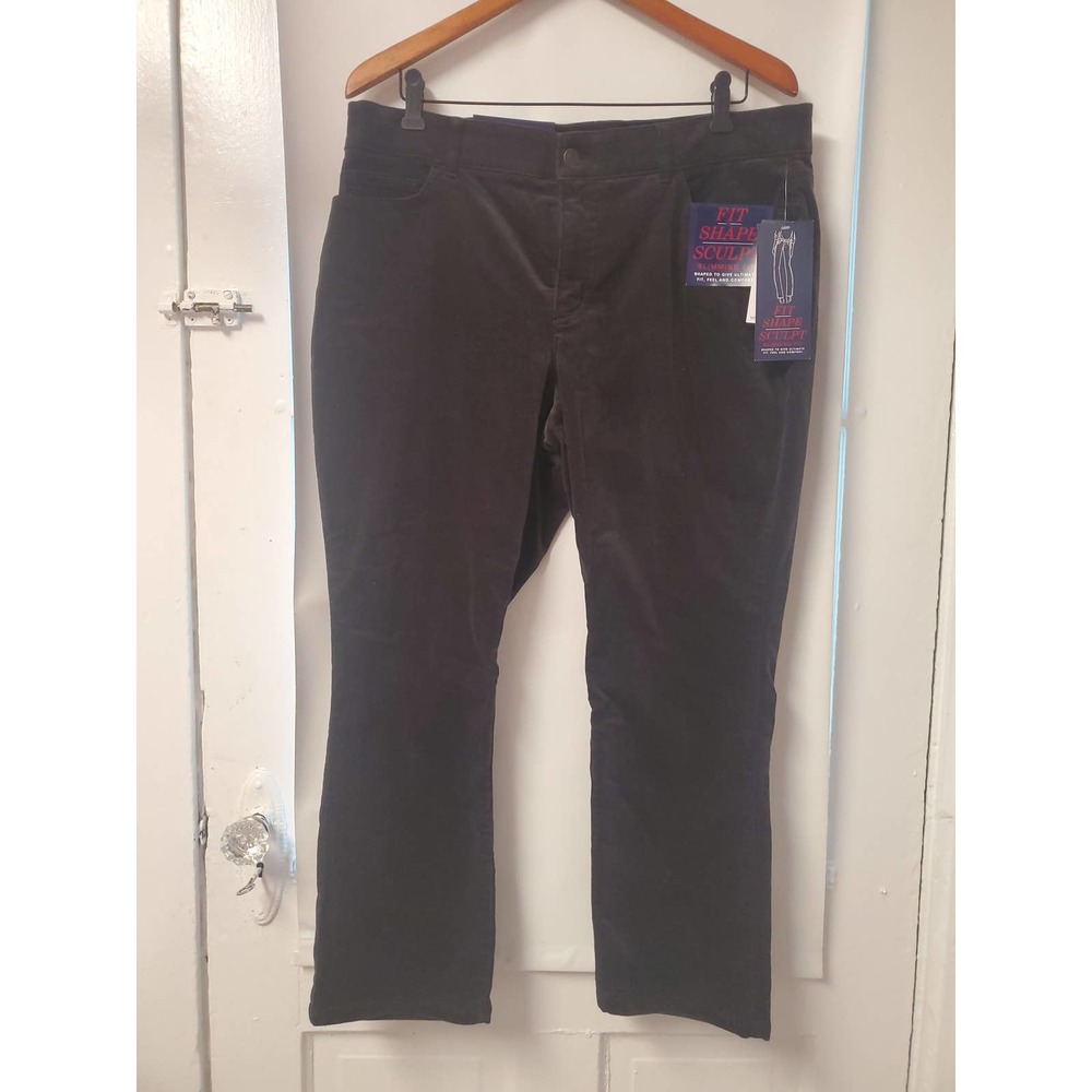 NWT Chaps Icon Slimming Fit Black Corduroy Pants, Size 16 Petite w/ 27" Inseam